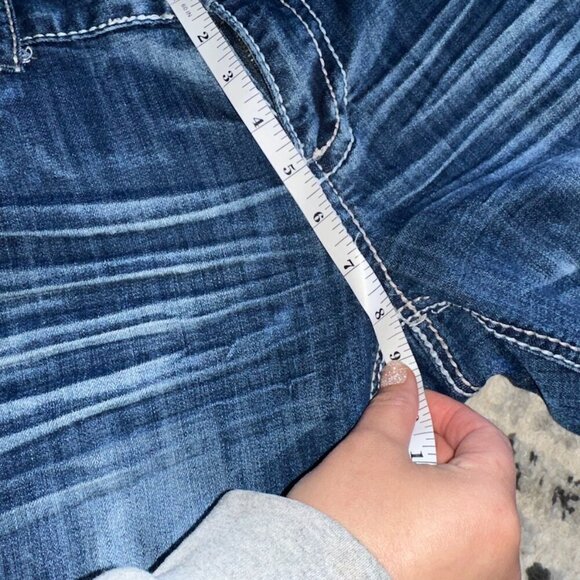 Ariya Jeans Dark Blue Women White Stitching Embellished Pockets Size 11 / 12 - Picture 9 of 14